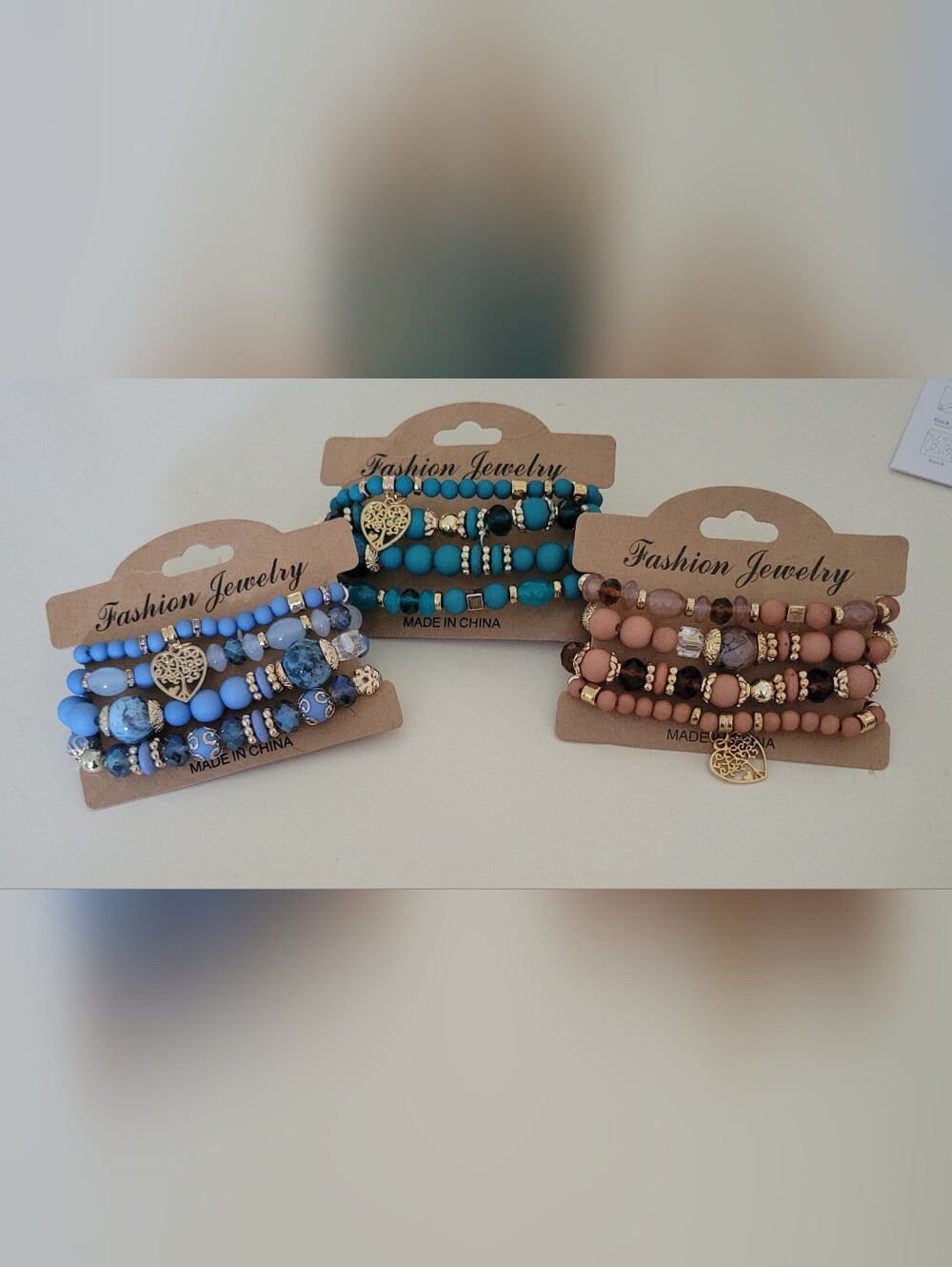 4 Strand Beaded Bracelet Tree Of Life Choose One Turquoise  Peach or Blue